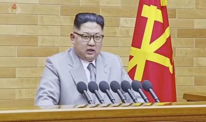 Chủ tịch Triều Tiên Kim Jong-un phát biểu mừng năm mới.