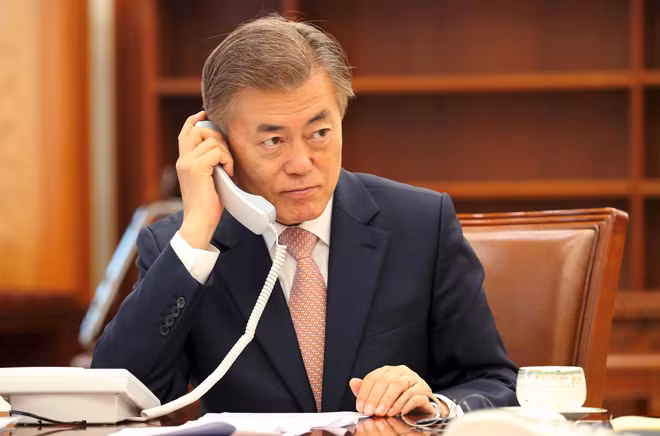 Tổng thống Hàn Quốc Moon Jae-in. Tổng thống Hàn Quốc Moon Jae-in.