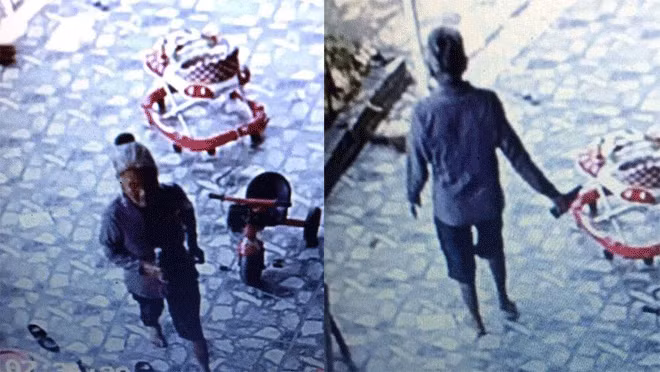 Camera ghi lại cảnh bà Th. cầm theo chai lạ đi vào nhà chị Vân. Sau đó bà Th. bỏ về do cửa nhà chị Vân khóa.