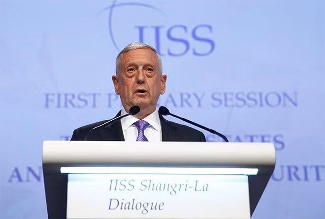 Bài phát biểu của Bộ trưởng Quốc phòng Mỹ James Mattis được mong chờ tại Shangri-La 2018. Ảnh: Reuters Bài phát biểu của Bộ trưởng Quốc phòng Mỹ James Mattis được mong chờ tại Shangri-La 2018. Ảnh: Reuters