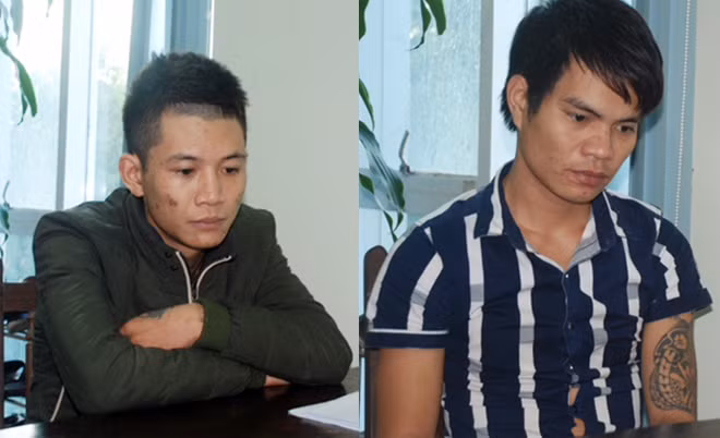 Hai đối tượng tại cơ quan điều tra. Hai đối tượng tại cơ quan điều tra.