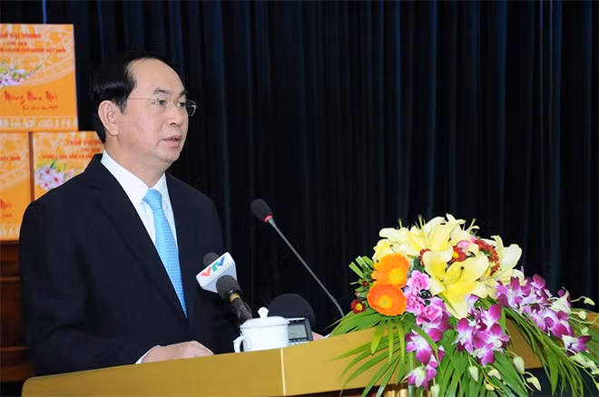 Chủ tịch nước Trần Đại Quang phát biểu chỉ đạo tại buổi lễ.