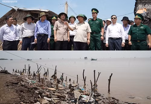 Thủ tướng thị sát khu vực bị sạt lở ở huyện Gò Công Đông, Tiền Giang - Ảnh: VGP/Quang Hiếu Thủ tướng thị sát khu vực bị sạt lở ở huyện Gò Công Đông, Tiền Giang - Ảnh: VGP/Quang Hiếu