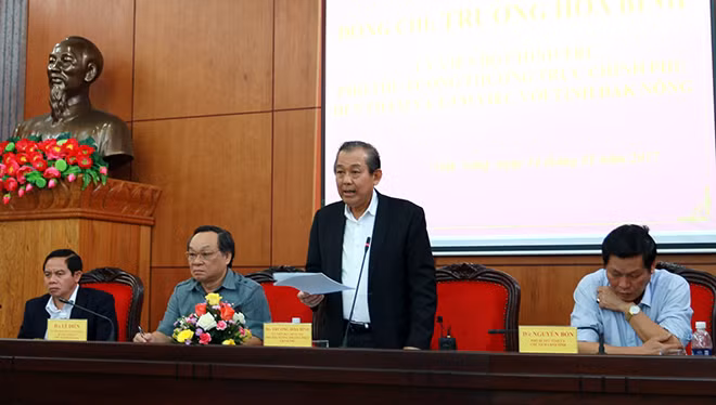 Phó Thủ tướng Trương Hòa Bình phát biểu chỉ đạo tại buổi làm việc với tỉnh Đắk Nông.
