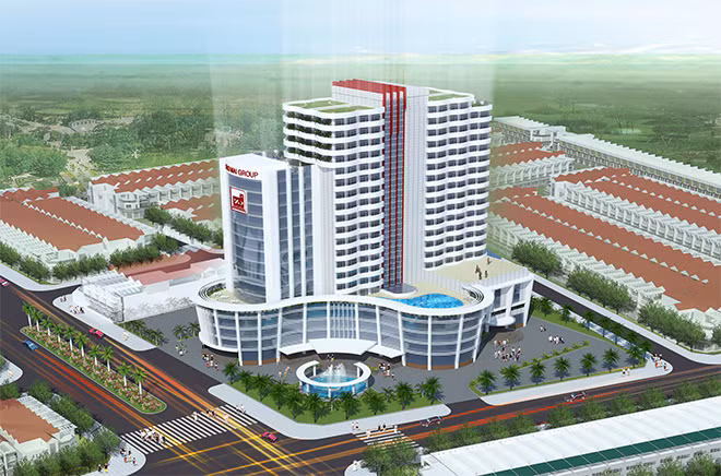 Phối cảnh khách sạn 5 sao tại Núi Sam (Châu Đốc, An Giang) của Tập đoàn Sao Mai.