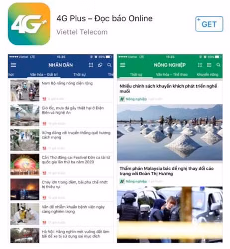 Giao diện tải ứng dụng 4G Plus.
