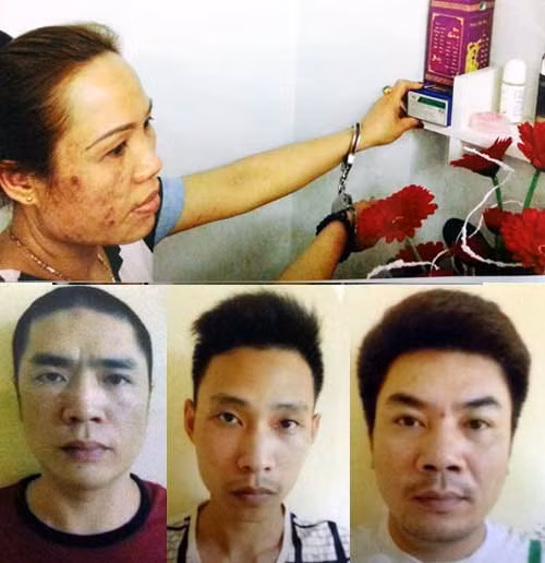 Các đối tượng trong vụ án cùng tang vật.