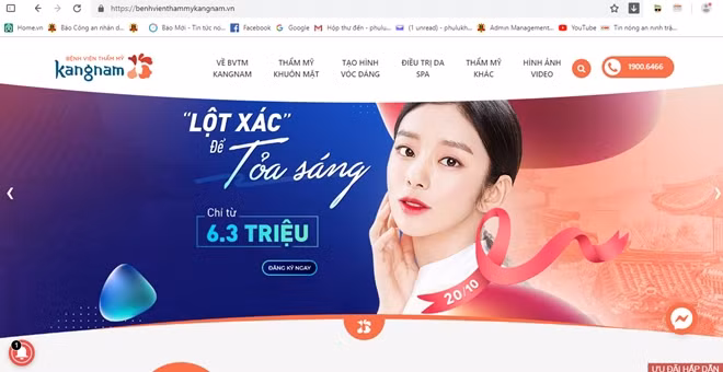 Trang web của BVTM Kangnam.