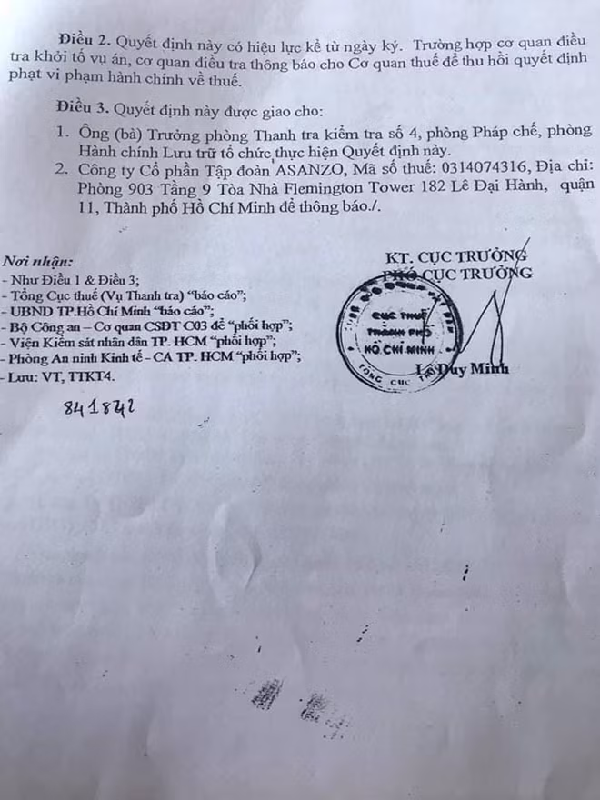 Quyết định của Cục Thuế TP Hồ Chí Minh.