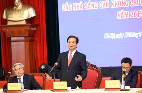 Thủ tướng Nguyễn Tấn Dũng phát biểu tại buổi gặp mặt các nhà sáng chế không chuyên.