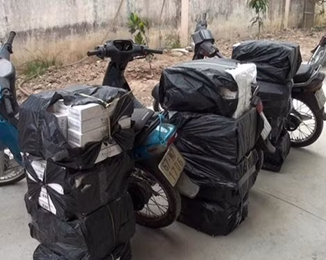Số thuốc lá lậu vừa bị Công an huyện Châu Thành (An Giang) bắt giữ.
