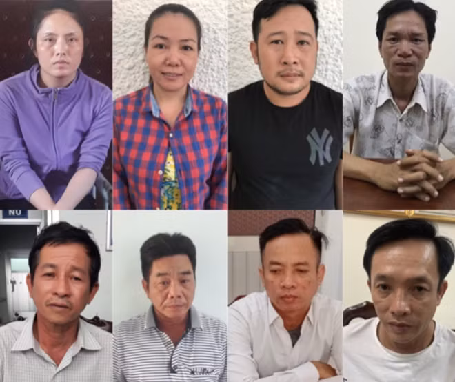 Chân dung 8 kẻ lừa đảo bị bắt giữ.