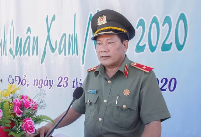 Thiếu tướng Nguyễn Văn Thuận, Giám đốc Công an TP Cần Thơ đến dự và phát biểu tại buổi lễ.