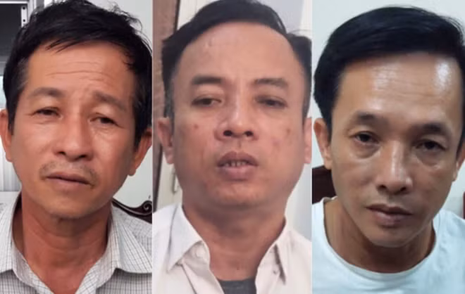 Nhóm 3 nghi can bị Công an tỉnh Tiền Giang tạm giữ.