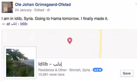 Nhật ký hoạt động trên Facebook của ông Ole Johan Grimsgaard Osfstad. Nhật ký hoạt động trên Facebook của ông Ole Johan Grimsgaard Osfstad.