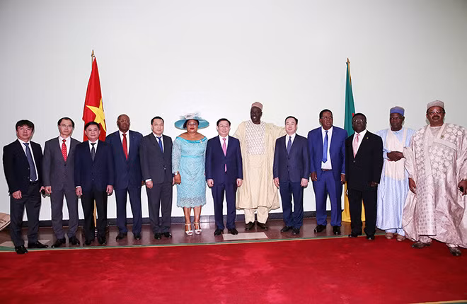 Phó Thủ tướng Vương Đình Huệ làm việc tại Thượng viện Cameroon. Ảnh: VGP/Thành Chung