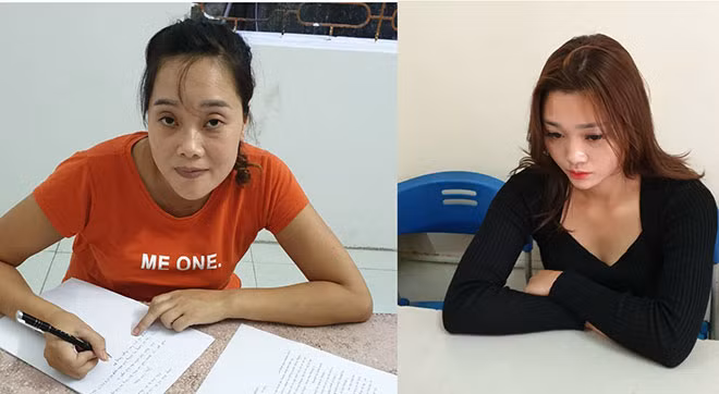 2 trong số 37 đối tượng bị Công an Nghệ An khởi tố về hành vi mua, bán người (từ trái qua phải Lương Thị Khấy, Nguyễn Thị Tiên)