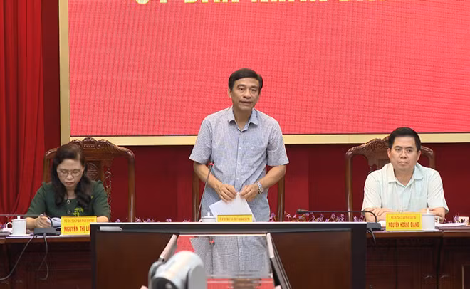 Chủ tịch UBND tỉnh Thái Bình Đặng Trọng Thăng phát biểu tại cuộc họp.