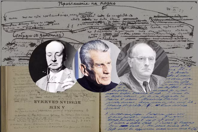 Từ trái qua: Vladimir Nabokov, Samuel Beckett và Joseph Brodsky. Từ trái qua: Vladimir Nabokov, Samuel Beckett và Joseph Brodsky.