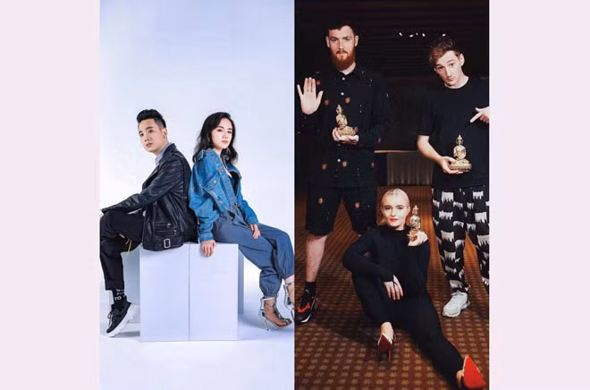 Ca sĩ JustaTee và Phương Ly (ảnh trái) sẽ hợp tác cùng ban nhạc nổi tiếng nước Anh Clean Bandit trong sản phẩm âm nhạc mới.