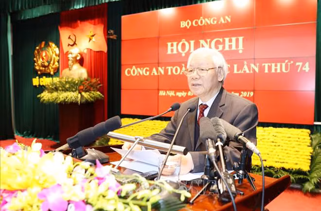 Tổng Bí thư Nguyễn Phú Trọng phát biểu chỉ đạo tại Hội nghị Công an toàn quốc lần thứ 74.