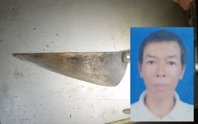 Đối tượng Nguyễn Đức Hồng và con dao mà Nguyễn Đức Hồng dùng để đâm chết anh Lợi