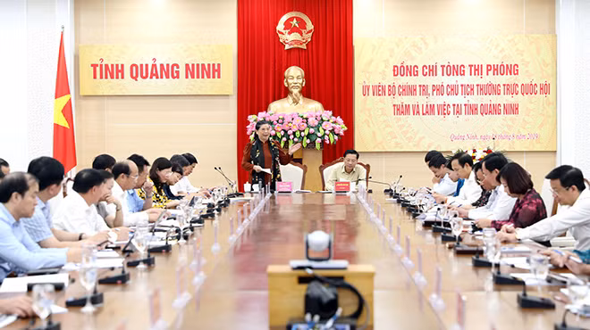 Phó Chủ tịch Quốc hội phát biểu tại buổi làm việc.