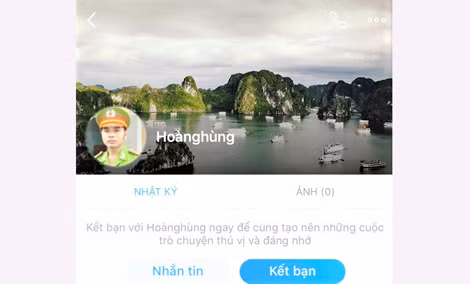 Hình đại diện trên Zalo của đối tượng xưng “cán bộ an ninh” là một người mặc trang phục Cảnh sát.