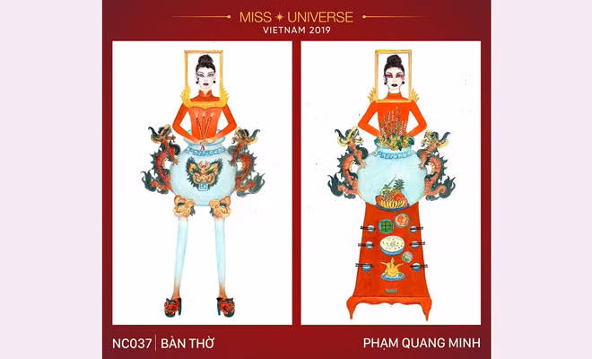 "Bàn thờ" - mẫu thiết kế đang gây bão trong cuộc thi "Tuyển chọn trang phục dân tộc cho đại diện Việt Nam tại Miss Universe 2019".