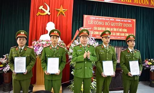 Công bố quyết định về việc điều động cán bộ công an chính quy