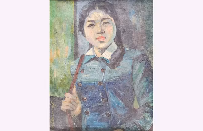 Bức tranh về nữ xạ thủ Hải Phòng được họa sĩ Quốc Thái sáng tác năm 1972.