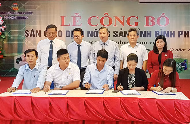 Sàn giao dịch nông sản tỉnh Bình Phước bước đầu thu hút 30 doanh nghiệp.