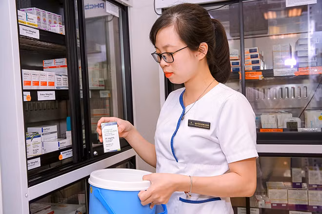 Thuốc miễn dịch Keytruda tại Vinmec được bảo quản trong độ lạnh 2-8 độ C, độ ẩm dưới 70 % đảm bảo chất lượng tối đa khi đưa vào điều trị.