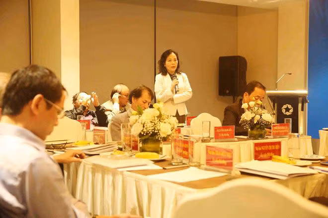 Tiến sĩ Ngô Phương Lan phát biểu tại kỳ họp thứ 7 của hội đồng Lý luận phê bình Văn học nghệ thuật Trung ương.