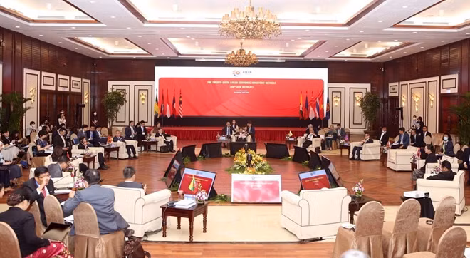 Toàn cảnh Hội nghị Bộ trưởng Kinh tế ASEAN hẹp lần thứ 26.