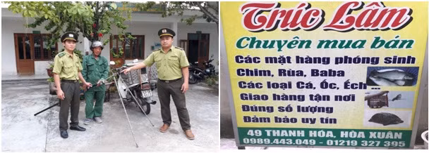 Các đối tượng săn bắt, mua bán và quảng cáo ĐVHD trái phép bị lực lượng phối hợp liên ngành của TP Đà Nẵng phát hiện, xử lý.