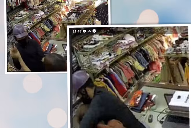 Hình ảnh vụ cướp được camera trong shop quần áo ghi lại
