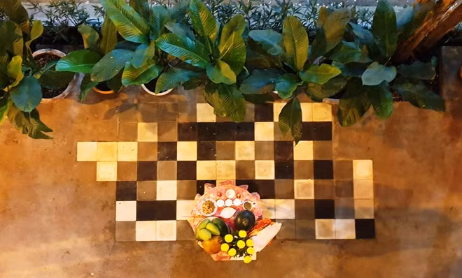 Mâm cúng Tân niên của một gia đình.