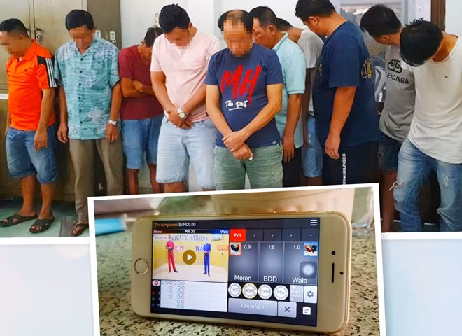 Các đối tượng và chiếc điện thoại dùng để đá gà trực tuyến