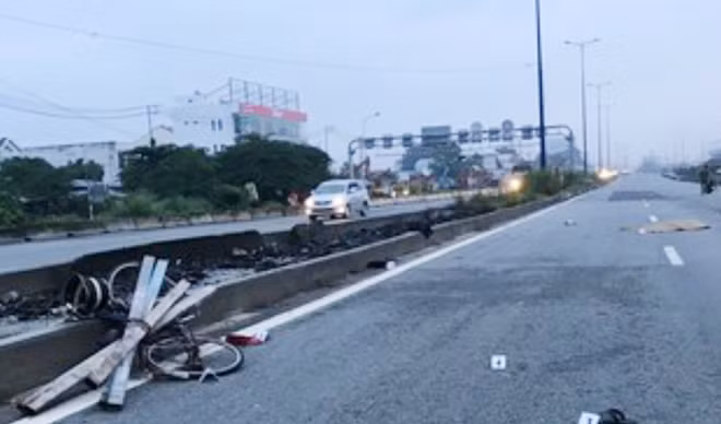 Hiện trường vụ tai nạn khiến người đàn ông đi xe đạp tử vong