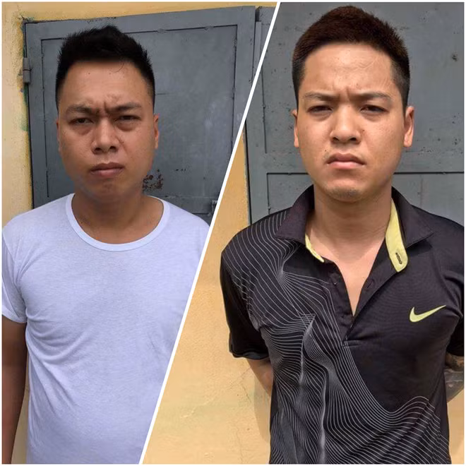 Trần Mạnh Cường và Lê Minh Đức tại cơ quan Công an.