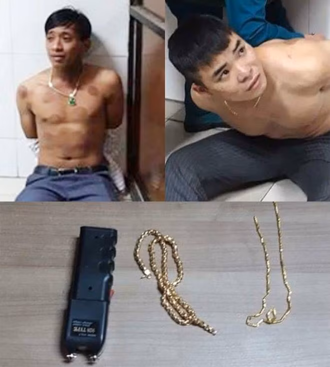Các đối tượng cùng tang vật.