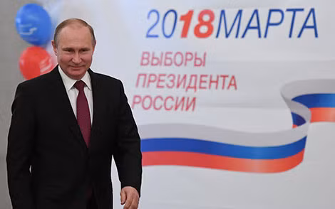 Tổng thống Nga V.Putin giành chiến thắng áp đảo. Ảnh: UKMIX.