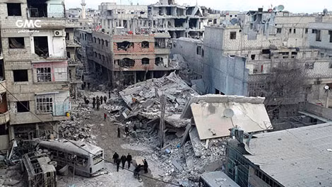 Quân đội Syria không kích Đông Ghouta.