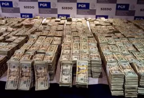 26 triệu USD tiền bẩn của bọn tội phạm ma túy Mexico bị bắt giữ ở bang Sinaloa nước này trong năm 2008.