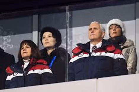 Phó Tổng thống Mỹ Mike Pence tại lễ khai mạc Olympic Mùa đông 2018.