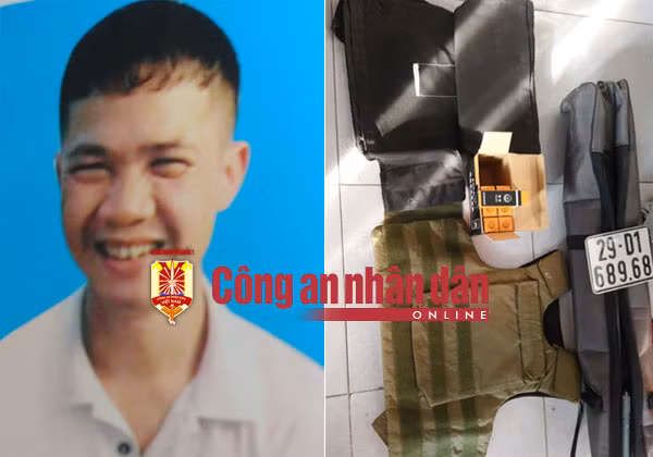 Đối tượng Hiển người đã trực tiếp nổ súng khiến anh Phong bị chết và tang vật thu giữ trong vụ án xảy ra vào sáng 10-8.