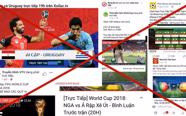 Hình ảnh hành vi vi phạm bản quyền FIFA World Cup 2018 tràn lan trên mạng.