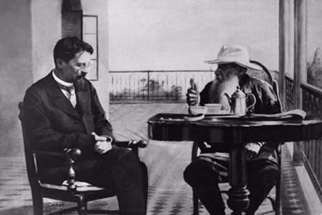 A. Chekhov và Lev Tolstoi tại Yalta năm 1900.
