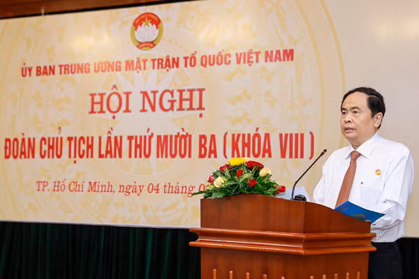 Chủ tịch UBTƯ MTTQ Việt Nam Trần Thanh Mẫn phát biểu khai mạc Hội nghị.